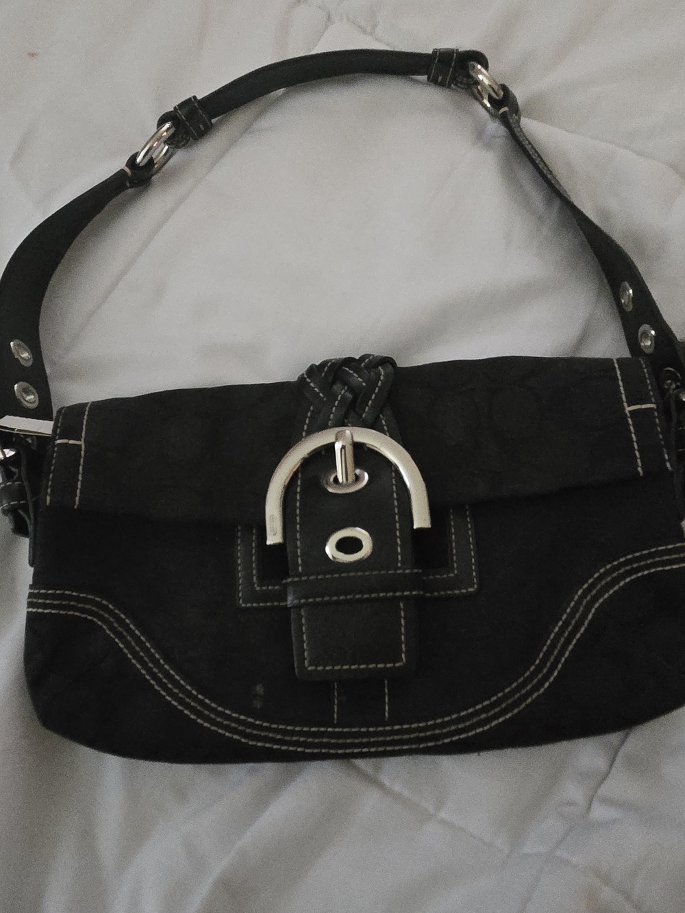 Coach Black Shoulder Bag with Silver Hardware